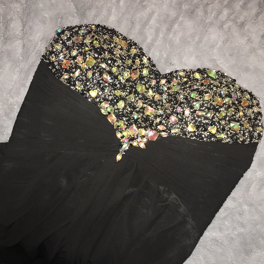 Black beaded prom dress